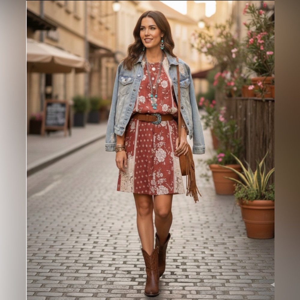 Altard State Lace and Patterned Dress